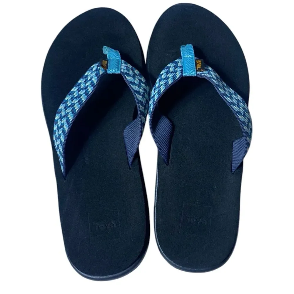 Teva Sandals Womens 9 Voya Flip Flop Paint Track Blue Comfort Casual SN 1019040